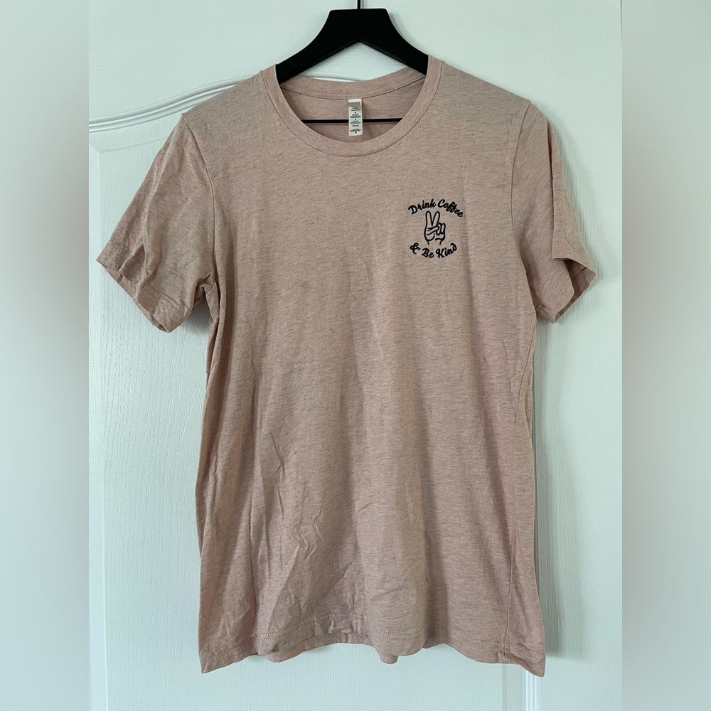 Drink Coffee & Be Kind embroidered graphic tee - Size Medium